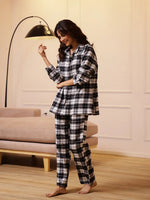 Black Checks Cashmere Winter Loungewear Set - SanskrutiHomes 