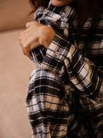 Black Checks Cashmere Winter Loungewear Set - SanskrutiHomes 