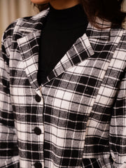 Black and White Check Jacket for Women - SanskrutiHomes 