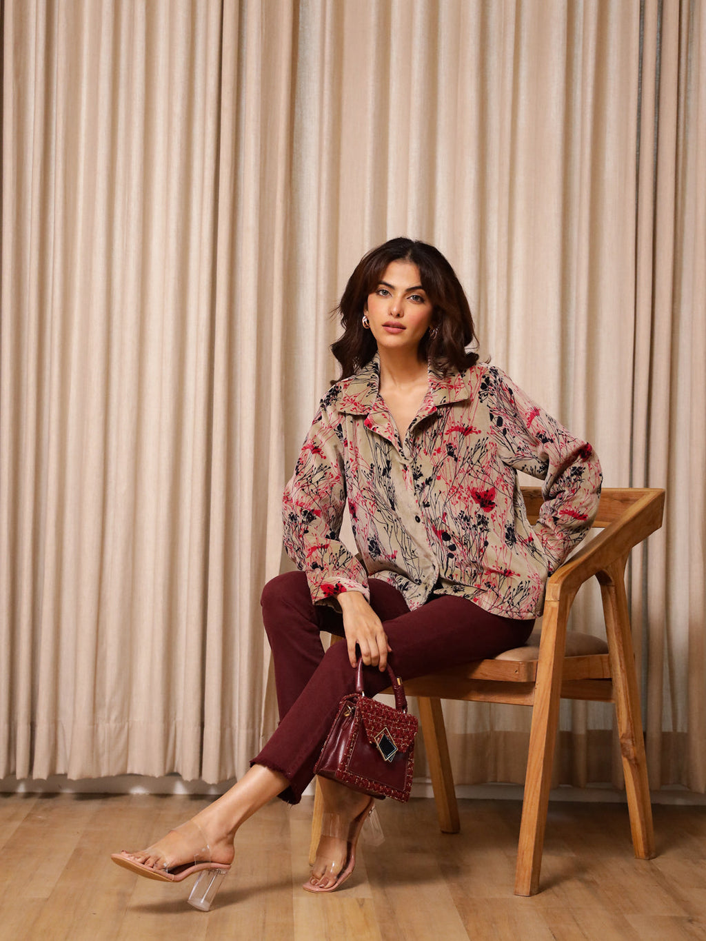 Multicolor Printed Velvet Jacket for Women - SanskrutiHomes 