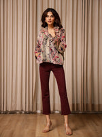 Multicolor Printed Velvet Jacket for Women - SanskrutiHomes 
