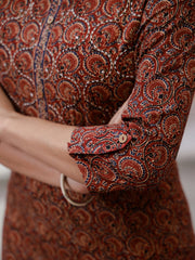 Red Cotton Printed Kurta for Women - SanskrutiHomes 