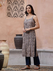 Beige Color Sleeveless Kurta for Women - SanskrutiHomes 