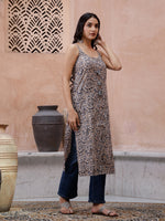 Beige Color Sleeveless Kurta for Women - SanskrutiHomes 