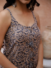 Beige Color Sleeveless Kurta for Women - SanskrutiHomes 