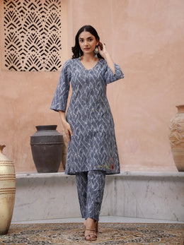 Floral Printed Kurta Set - SanskrutiHomes 