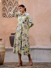 Floral Printed Cotton Ethnic Dress - SanskrutiHomes 