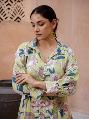 Floral Printed Cotton Ethnic Dress - SanskrutiHomes 