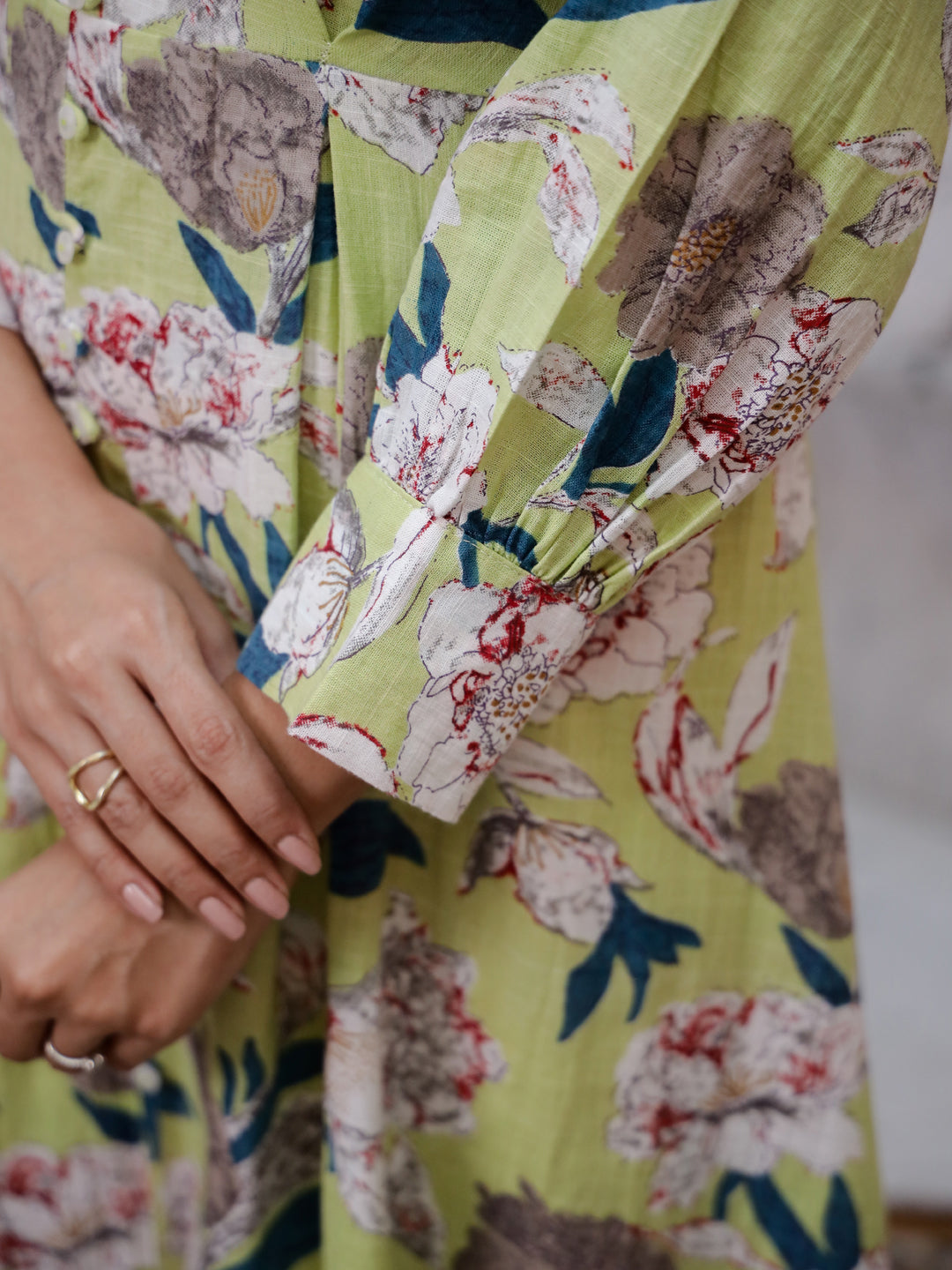 Floral Printed Cotton Ethnic Dress - SanskrutiHomes 