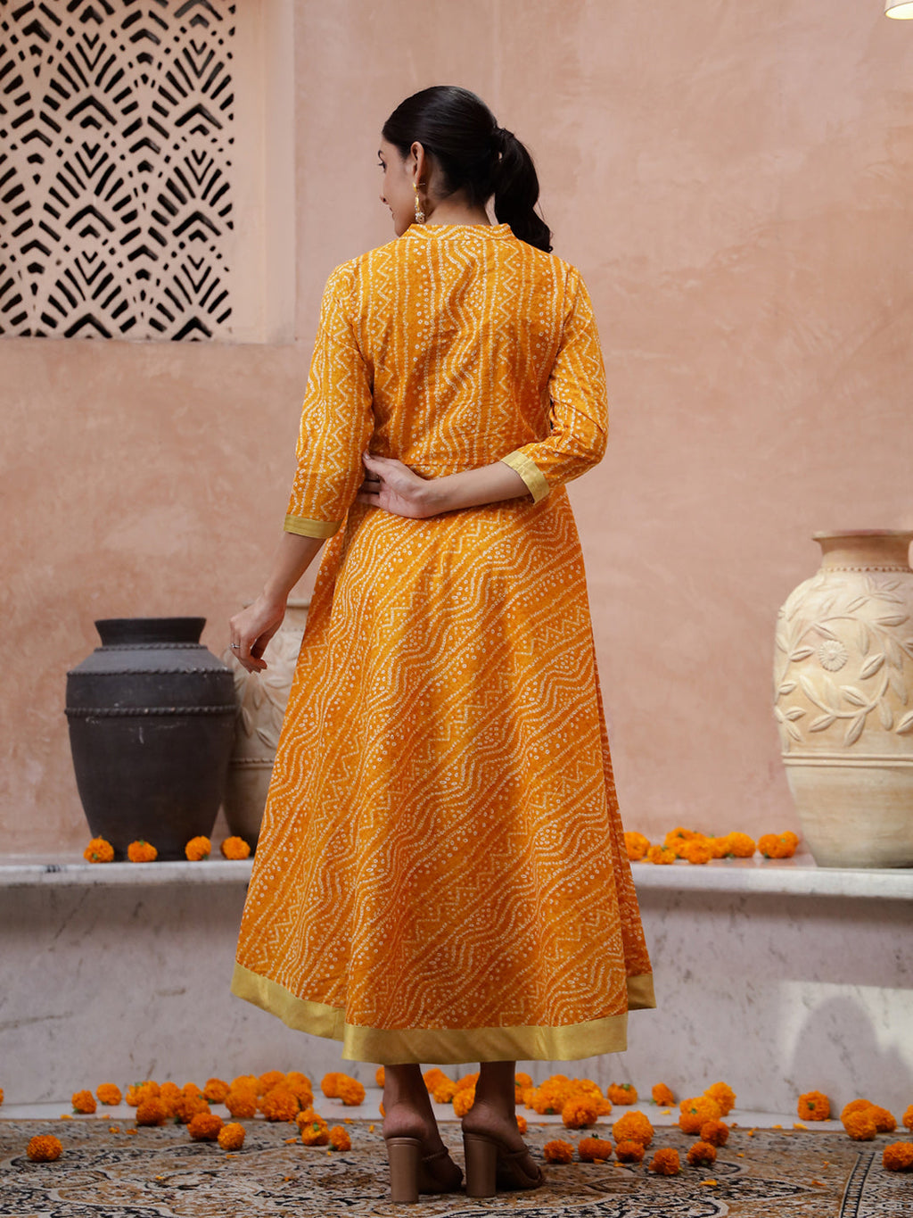 Printed Cotton Ethnic Dress - SanskrutiHomes 