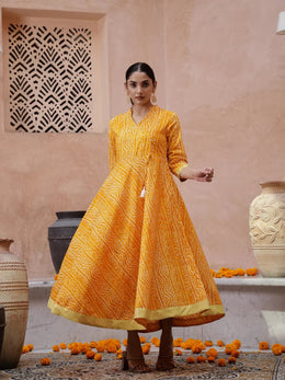 Printed Cotton Ethnic Dress - SanskrutiHomes 