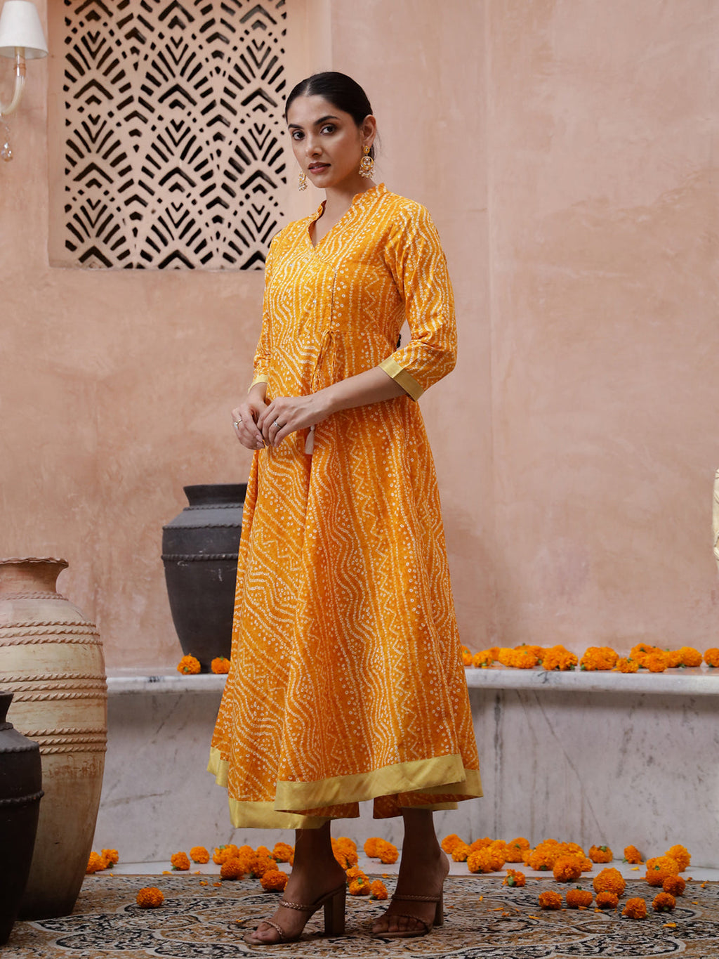 Printed Cotton Ethnic Dress - SanskrutiHomes 