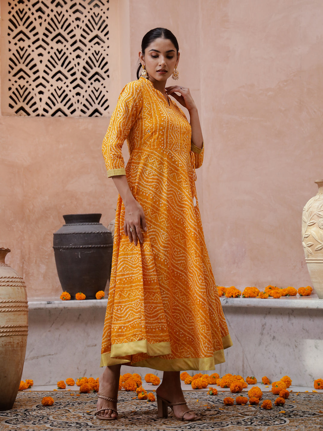 Printed Cotton Ethnic Dress - SanskrutiHomes 