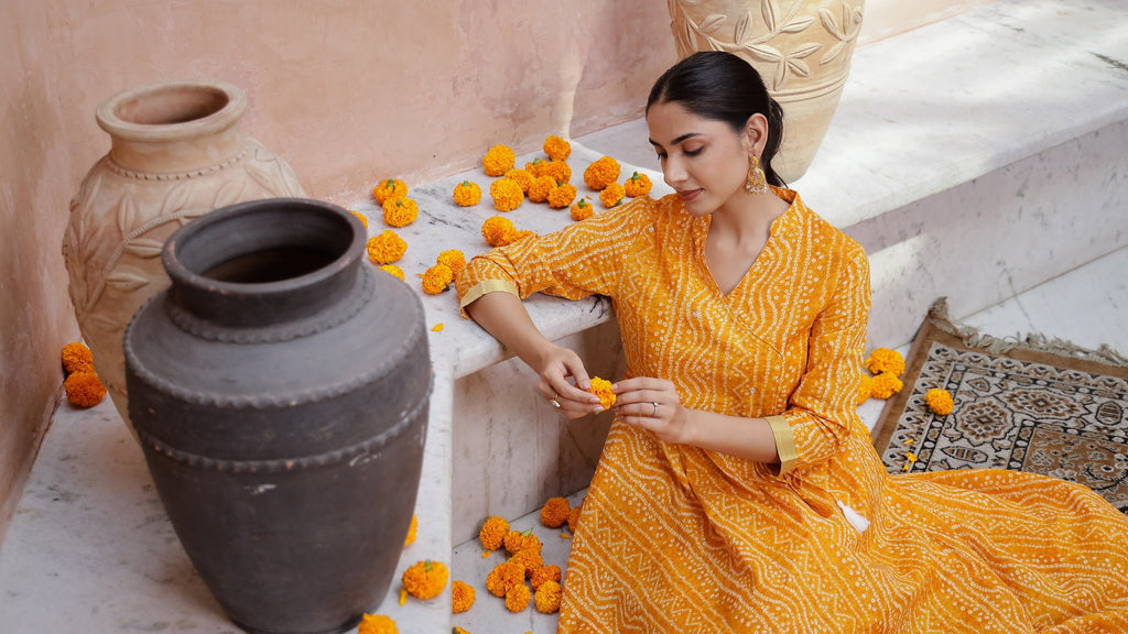 Printed Cotton Ethnic Dress - SanskrutiHomes 