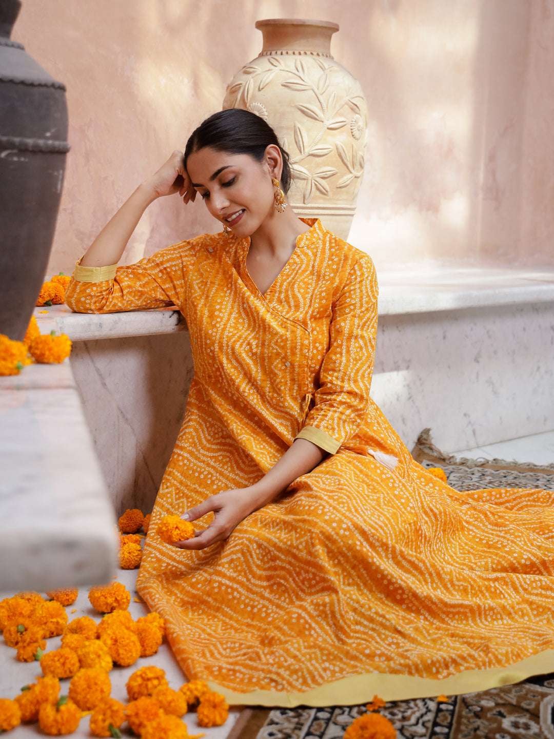 Printed Cotton Ethnic Dress - SanskrutiHomes 