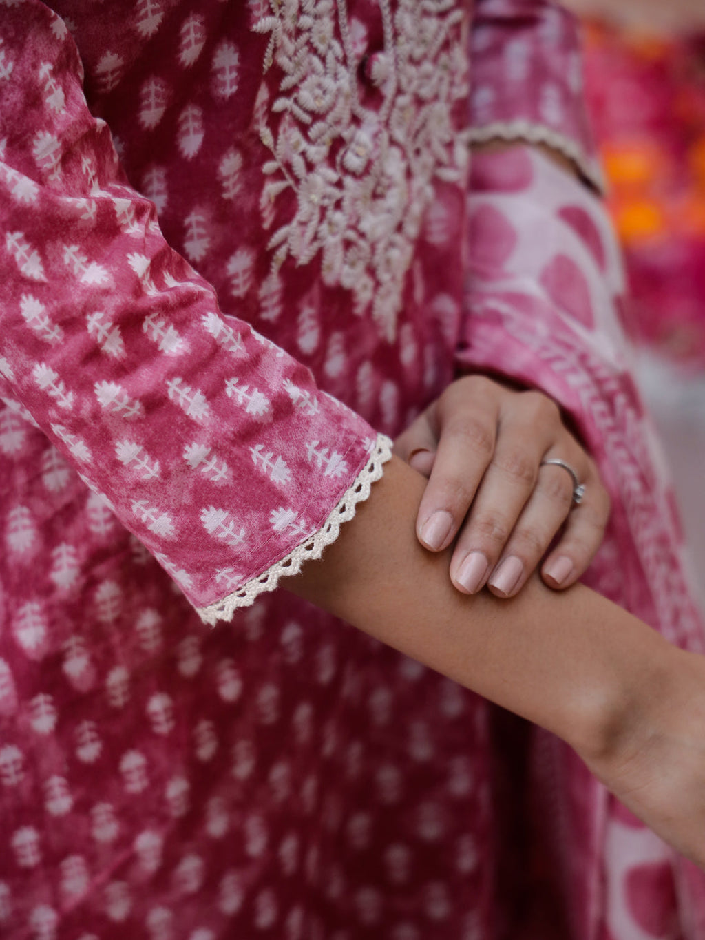 Pink Floral Printed Kurta Set with Dupatta - SanskrutiHomes 