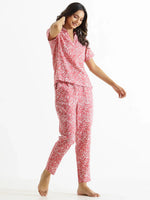 Pink Cotton Slub Night Suit - SanskrutiHomes 