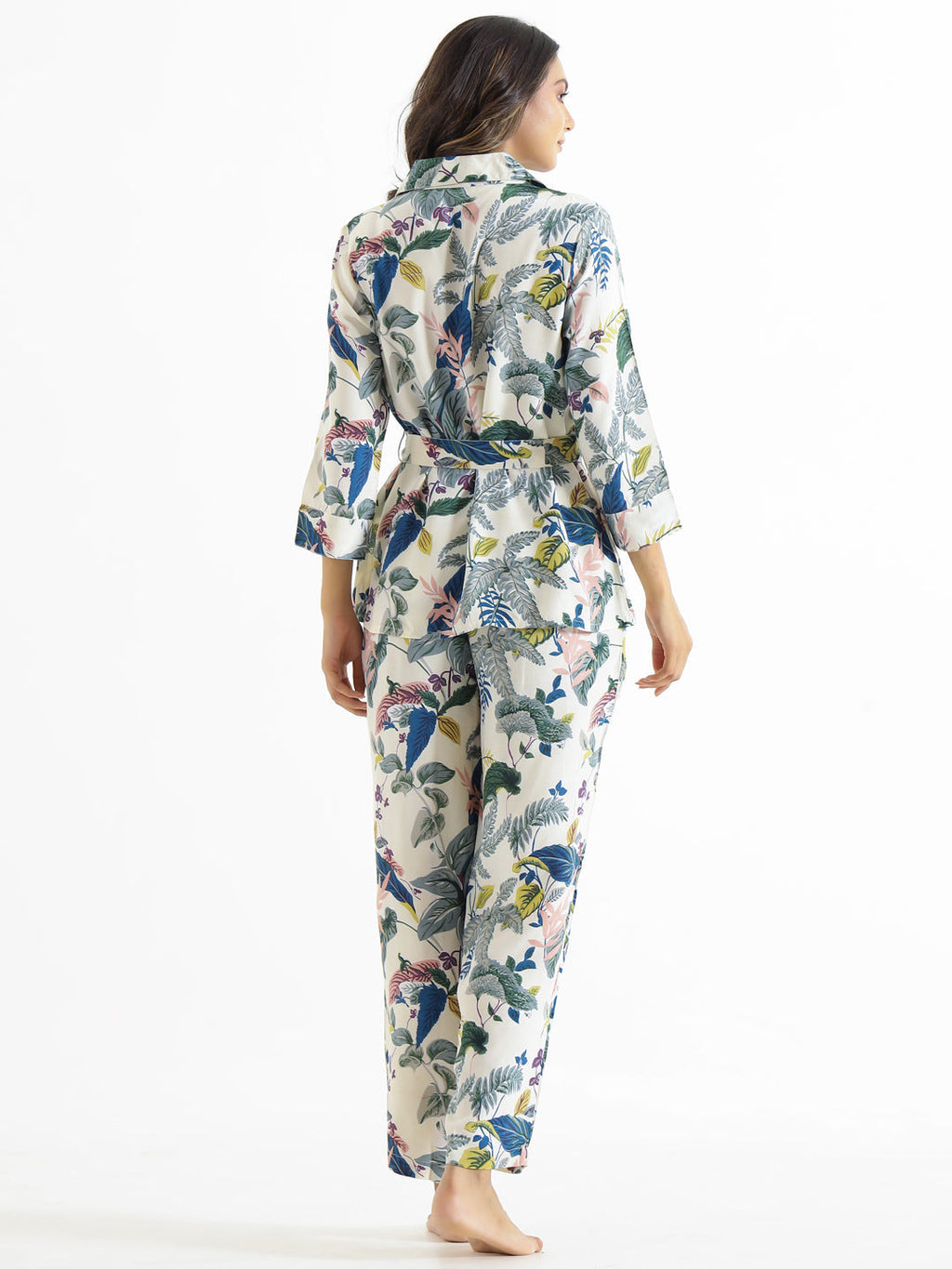 WHITE BOTANICAL Printed Cotton Co-ord Set - SanskrutiHomes 