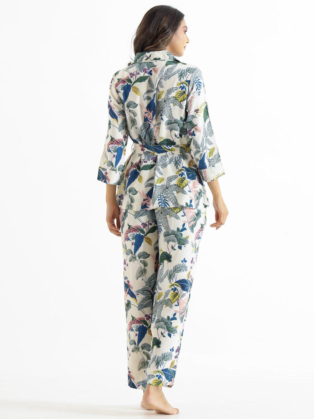 WHITE BOTANICAL Printed Cotton Co-ord Set - SanskrutiHomes 