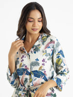 WHITE BOTANICAL Printed Cotton Co-ord Set - SanskrutiHomes 