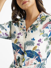 WHITE BOTANICAL Printed Cotton Co-ord Set - SanskrutiHomes 