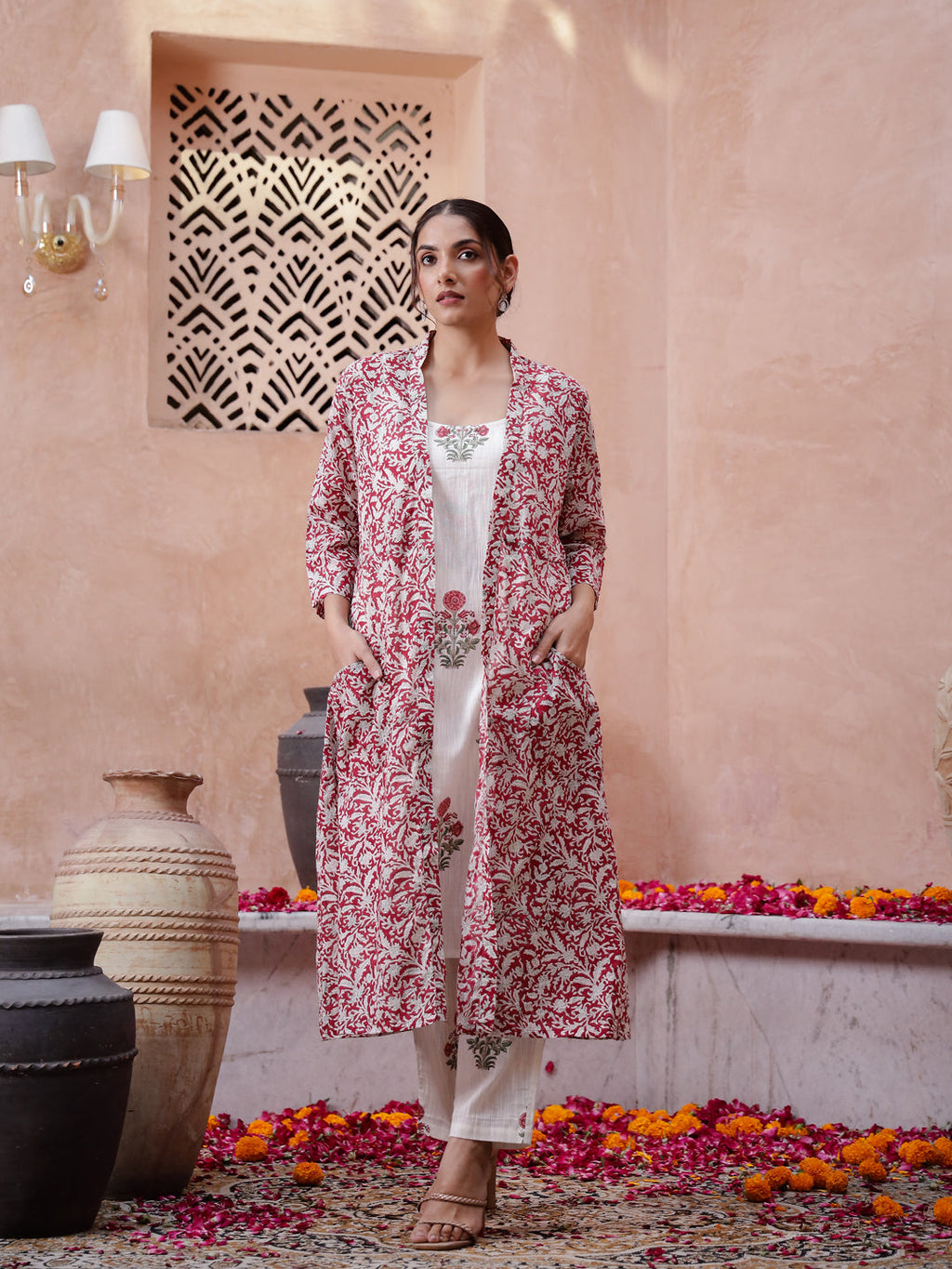 blue leafy Cotton Night Suit - SanskrutiHomes 