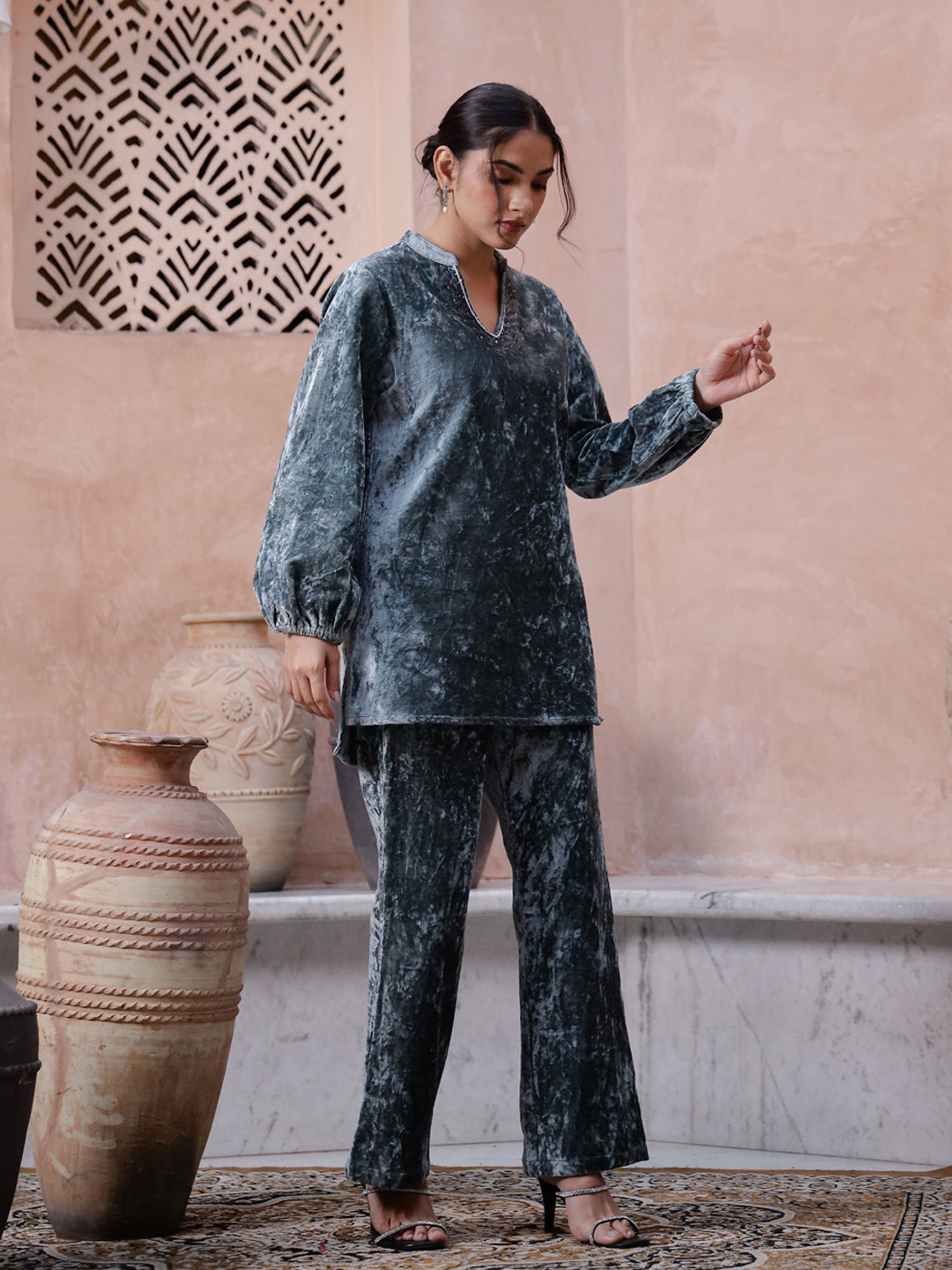 Solid Winter Co-ord Set - SanskrutiHomes 