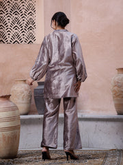 Solid Print V-Neck Winter Co-Ord Set