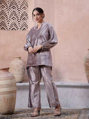 Solid Print V-Neck Winter Co-Ord Set
