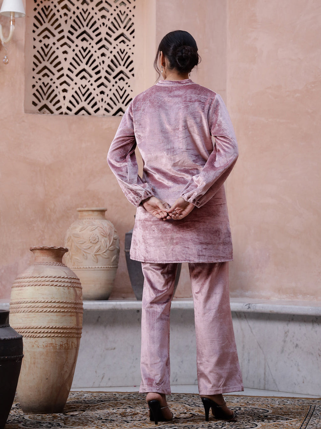 Pink Solid Winter Co-ord Set - SanskrutiHomes 