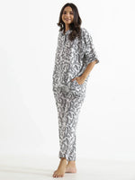 Pinnate black & white Cotton Night SUIT - SanskrutiHomes 