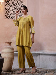 Round Neck Solid Print Co-Ords Set