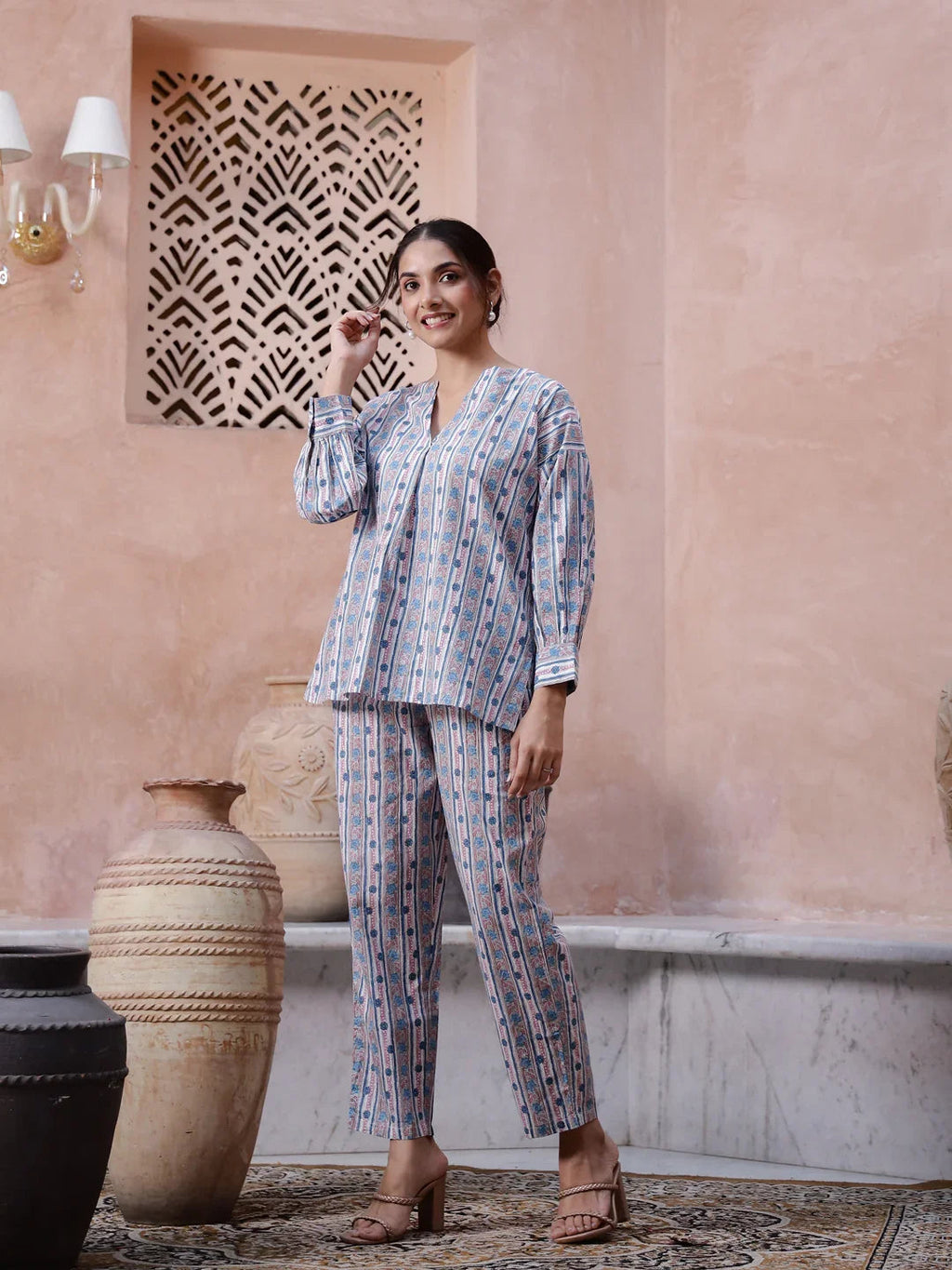 Floral Printed Cord Set - SanskrutiHomes 