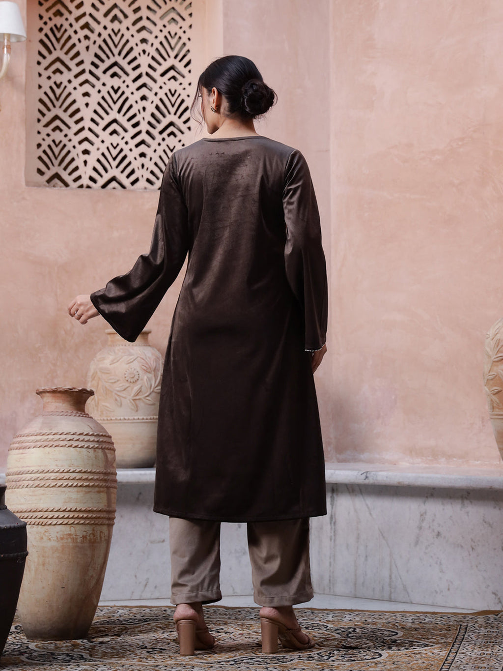 Floral clinched waist Cotton Night SUIT - SanskrutiHomes 