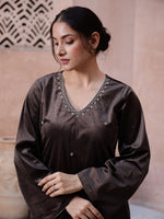 Floral clinched waist Cotton Night SUIT - SanskrutiHomes 