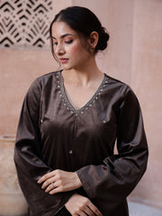 Floral clinched waist Cotton Night SUIT - SanskrutiHomes 