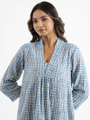 Checks Cotton Night Dress - SanskrutiHomes 