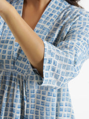 Checks Cotton Night Dress - SanskrutiHomes 