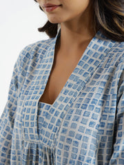 Checks Cotton Night Dress - SanskrutiHomes 
