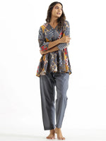 Grey Printed cotton co-ord Set - SanskrutiHomes 