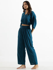 Women Rayon Slub Night Suit - SanskrutiHomes 