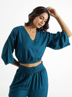 Women Rayon Slub Night Suit - SanskrutiHomes 