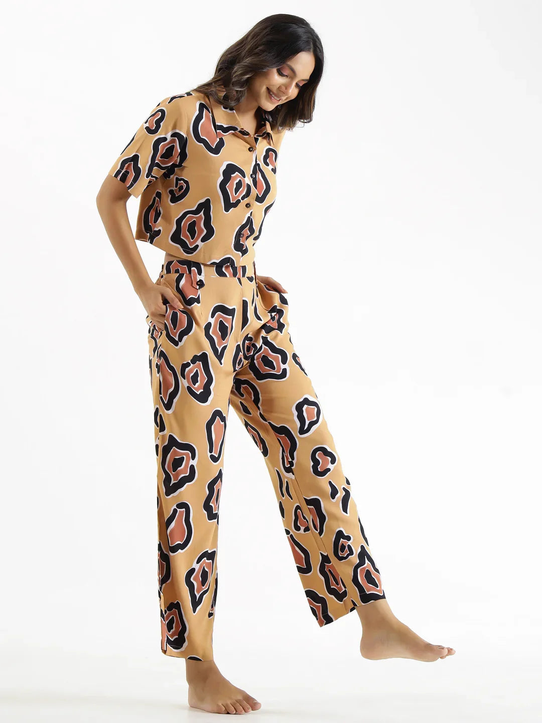 Women Viscose Rayon Night Suit - SanskrutiHomes 