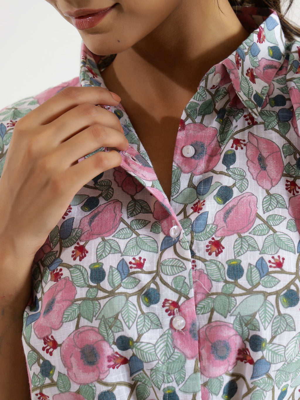 MIDI FLORAL Cotton NIGHT Dress - SanskrutiHomes 