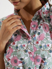 MIDI FLORAL Cotton NIGHT Dress - SanskrutiHomes 