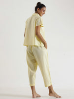 Lemon yellow solid Cotton Slub Night Suit - SanskrutiHomes 