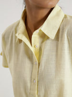 Lemon yellow solid Cotton Slub Night Suit - SanskrutiHomes 