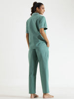 Green Solid Night Suit - SanskrutiHomes 