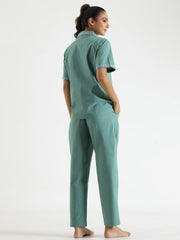 Green Solid Night Suit - SanskrutiHomes 