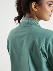 Green Solid Night Suit - SanskrutiHomes 